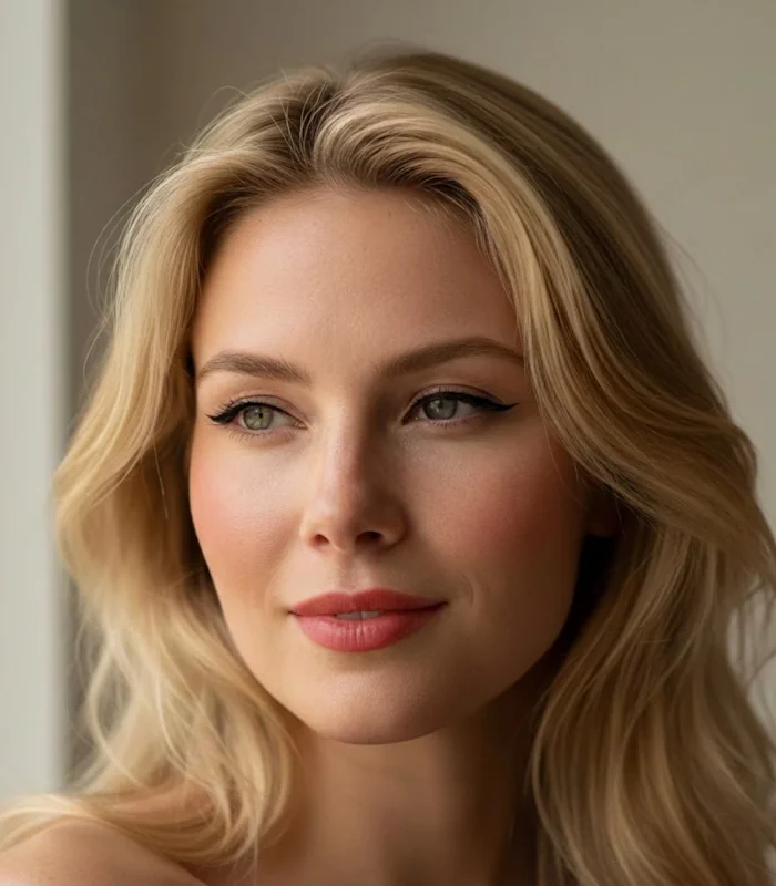 After AI makeup change: virtual makeup look applied